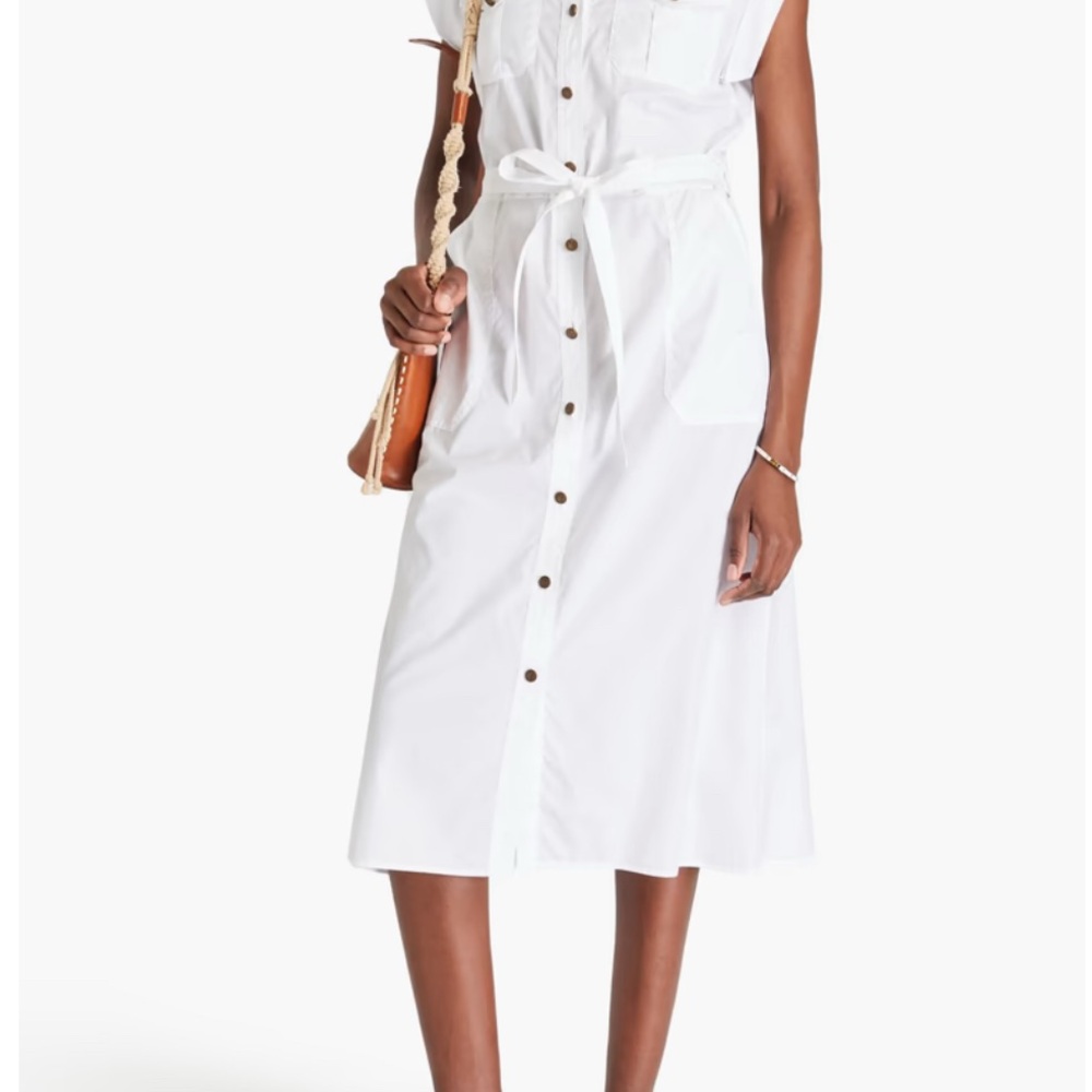 Rag & Bone White Buttoned Midi Shirt Dress